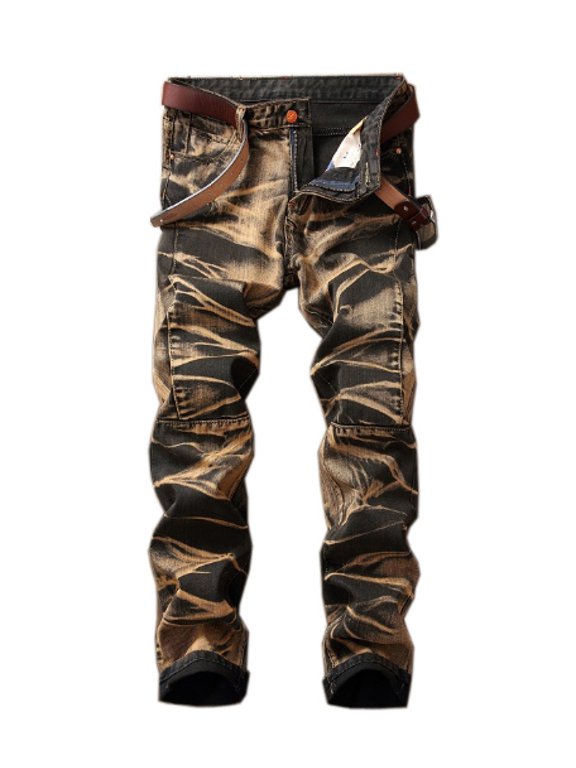 Men's Ripped Distressed Destroyed Slim Fit Straight Leg Denim Jeans