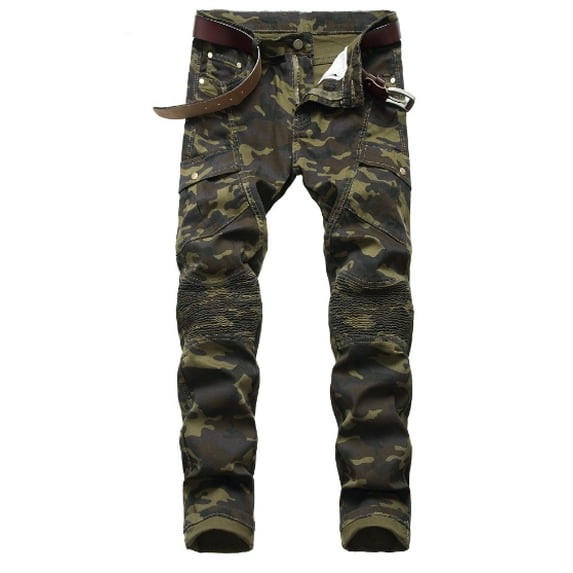 Men's Ripped Distressed Destroyed Slim Fit Straight Leg Denim Jeans