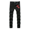 thumbnail image 1 of Men's Ripped Distressed Destroyed Slim Fit Straight Leg Denim Jeans, 1 of 7