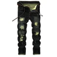thumbnail image 1 of Men's Ripped Distressed Destroyed Slim Fit Straight Leg Denim Jeans, 1 of 7