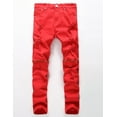thumbnail image 1 of Men's Ripped Distressed Destroyed Slim Fit Straight Leg Denim Jeans, 1 of 7
