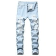 thumbnail image 1 of Men's Ripped Elasticity Skinny Wild Jeans, 1 of 8