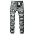 thumbnail image 1 of Men's Ripped Elasticity Skinny Wild Jeans, 1 of 9