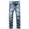thumbnail image 1 of Men's Ripped Elasticity Skinny Wild Jeans, 1 of 8