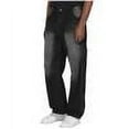 thumbnail image 1 of Men's Ripped Jean Pants Solid Color Pocket Mid Waist Straight Through Full Length Pants Jeans Black, 1 of 7