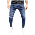 thumbnail image 1 of Men's Ripped Jeans Slim Fit Skinny Stretch Jeans Pants,Blue,2XL, 1 of 6