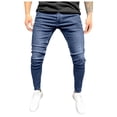 thumbnail image 1 of Men's Ripped Jeans Slim Fit Stretch Jeans Pants,Blue,M, 1 of 6