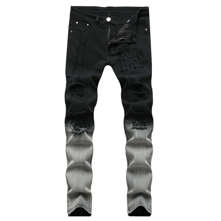 Biker distressed jeans mens on sale