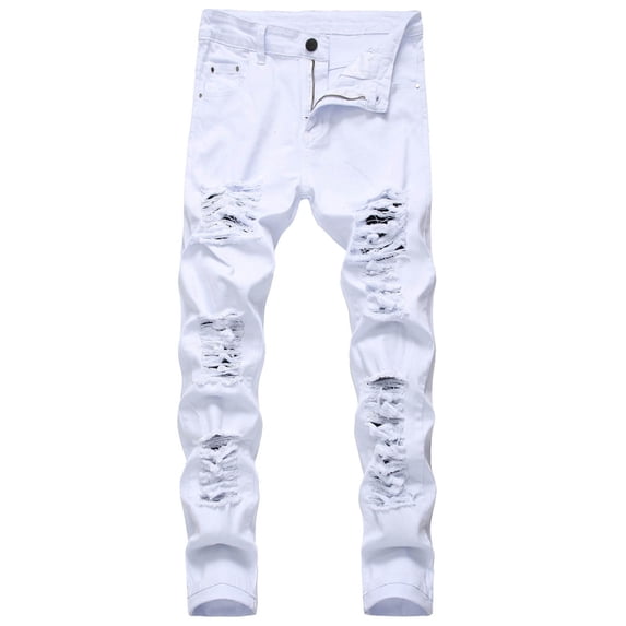 Men's Ripped Skinny Slim Fit Stretch Distressed Destroyed Jeans Denim Pants