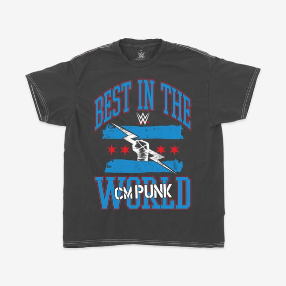 Men's Ripple Junction Black CM Punk Best In The World Punk Flag Graphic T-Shirt