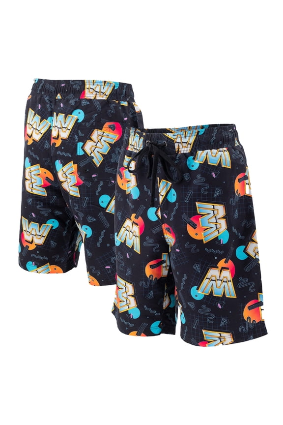 Men's Ripple Junction Black/Gold WWE Retro Wave Chrome Logo Board Shorts