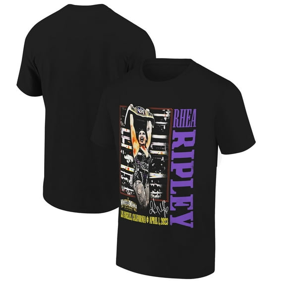 Men's Ripple Junction Black Rhea Ripley WrestleMania 39 Graphic T-Shirt