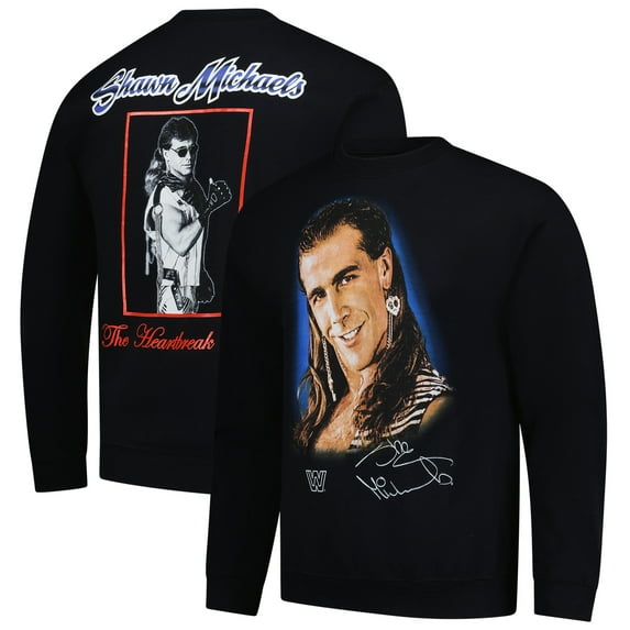 Men's Ripple Junction Black Shawn Michaels Graphic Fleece Pullover Sweatshirt
