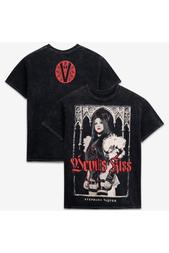 Men's Ripple Junction Black Stephanie Vaquer Devil's Kiss Medieval Gothic Arch Graphic T-Shirt