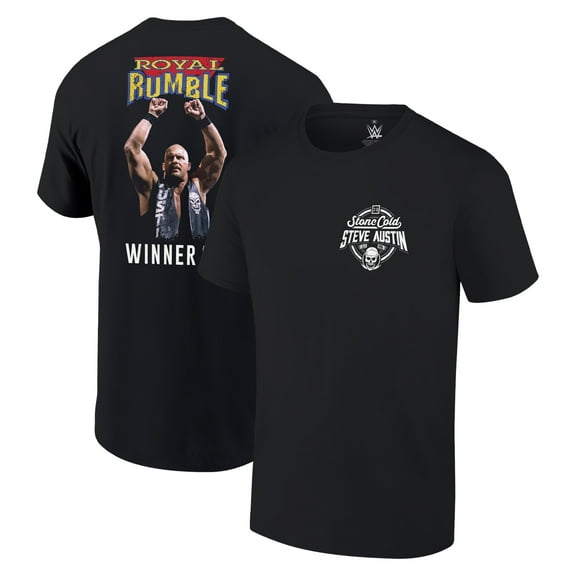 Men's Ripple Junction Black "Stone Cold" Steve Austin 1997 Royal Rumble Winner T-Shirt