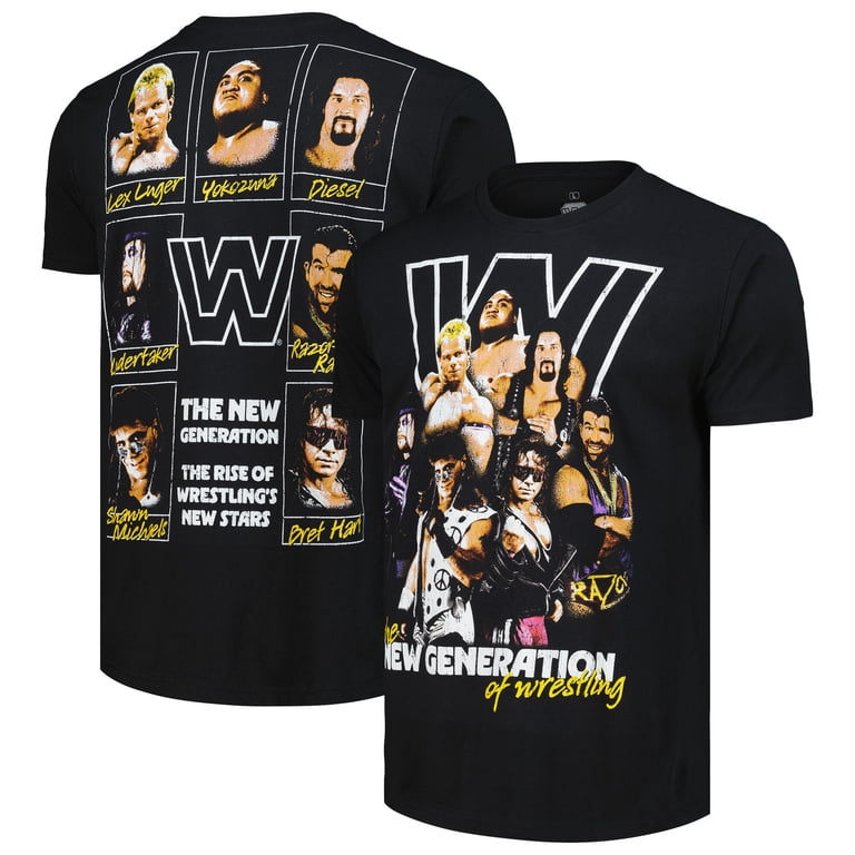 Men's Ripple Junction Black WWE New Generation Era Collage T
