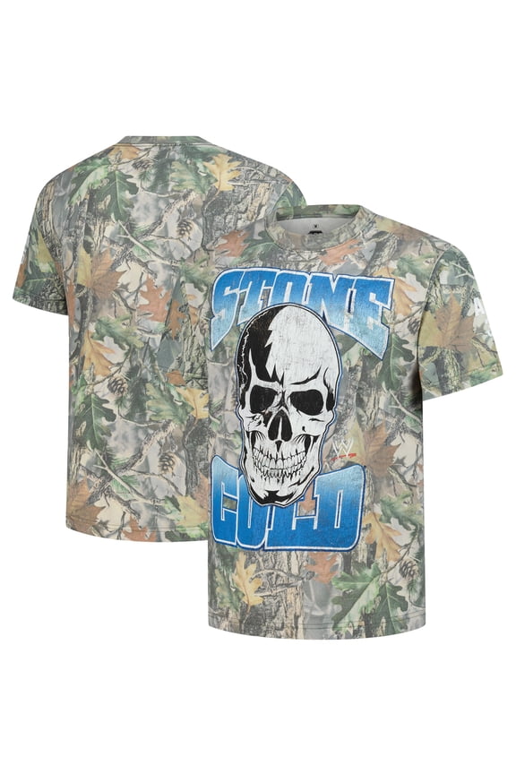 Men's Ripple Junction Camo "Stone Cold" Steve Austin "Vintage Stone Cold Skull" Graphic T-Shirt