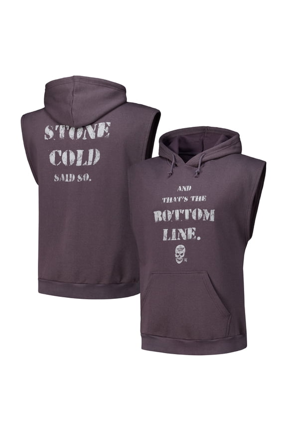 Men's Ripple Junction Charcoal "Stone Cold" Steve Austin And That's The Bottom Line Sleeveless Hoodie