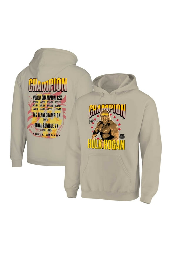 Men's Ripple Junction Natural Hulk Hogan WWE Champion Fleece Pullover Hoodie