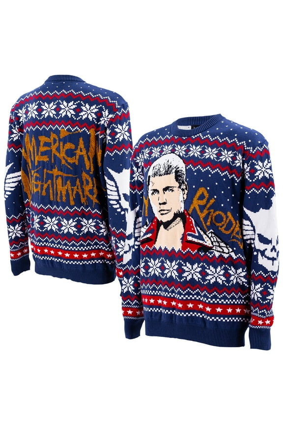 Men's Ripple Junction Navy/White Cody Rhodes American Nightmare Holiday Sweater