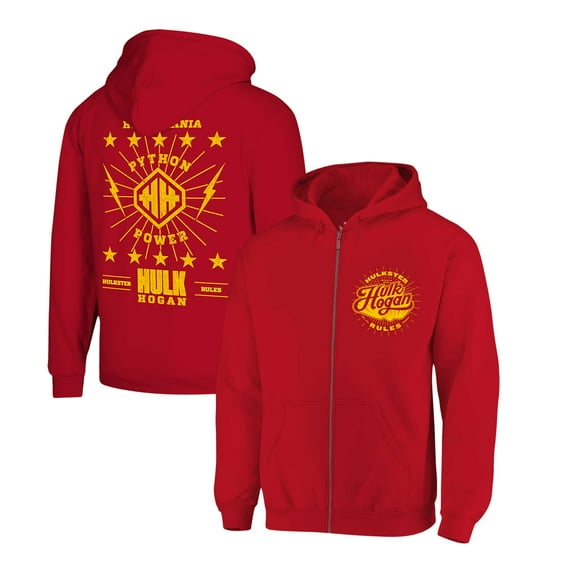 Men's Ripple Junction Red Hulk Hogan Python Power Fleece Full-Zip Hoodie