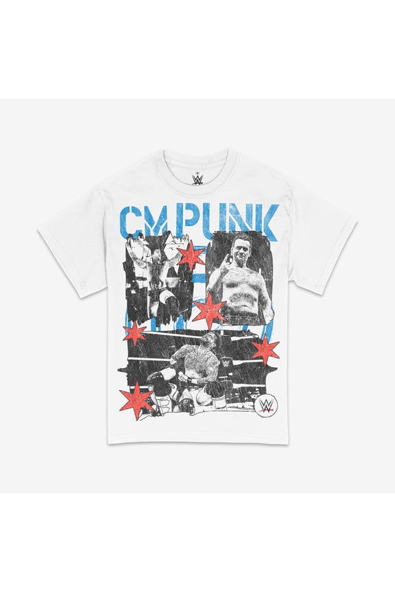 Men's Ripple Junction White CM Punk Grunge Graphic T-Shirt