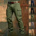 thumbnail image 1 of Men's Ripstop Tactical Cargo Pants Made of 100% Cotton, Durable Multi Pocket Long Trousers for Outdoor, Hunting, Hiking and Daily Work Wear Army Green-A, 1 of 5
