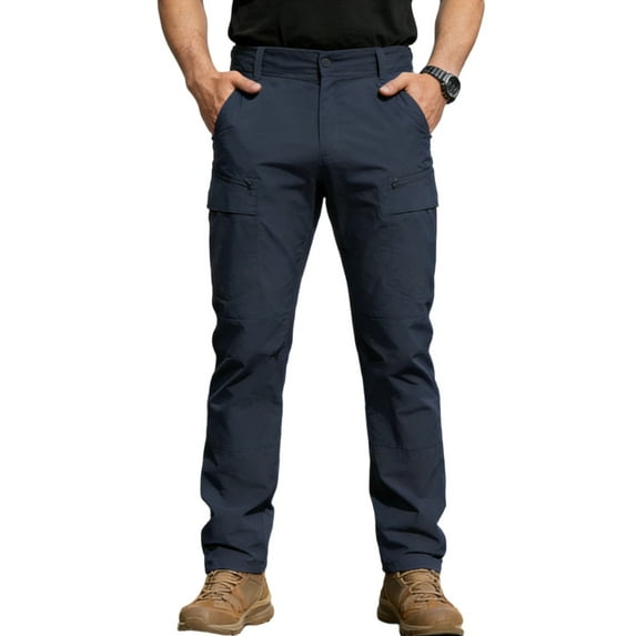 Men's Ripstop Tactical Cargo Pants Water Resistant Stretch Multi-Pocket Quick Dry Hiking Work Outdoor Pants,Navy,S
