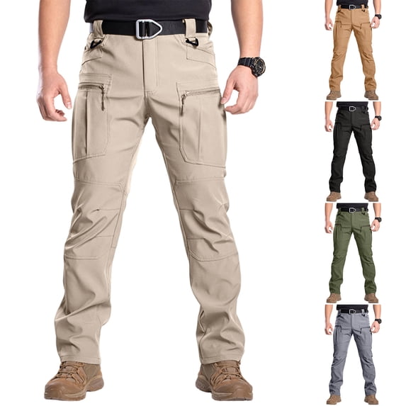 Men's Ripstop Tactical Cargo Pants with Zip Pockets, Water Resistant Breathable Outdoor Hiking Work Pants, Multi-Pocket Straight Leg Utility Trousers for Camping Construction Travel