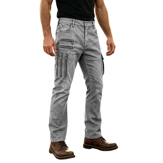 Men's Ripstop Twill Tactical Pants Slim Fit, Lightweight Outdoor Hiking Cargo Work Pants with Multi Zip Pockets for Fishing Camping Daily Wear