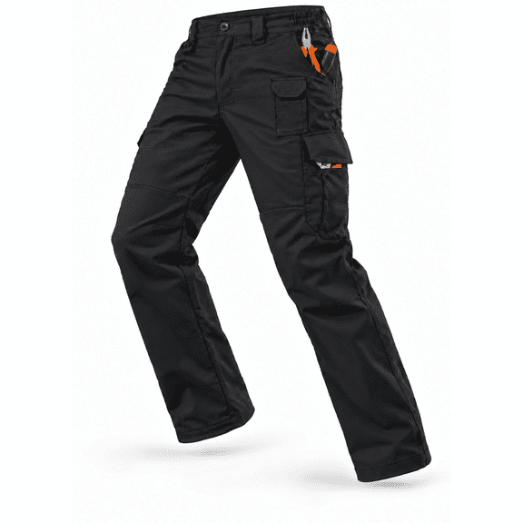 Men's Ripstop Work Cargo Pants, 8-Pocket Utility Hiking Trousers with Stretch Water-Resistant Fabric & Side Elastic Waist