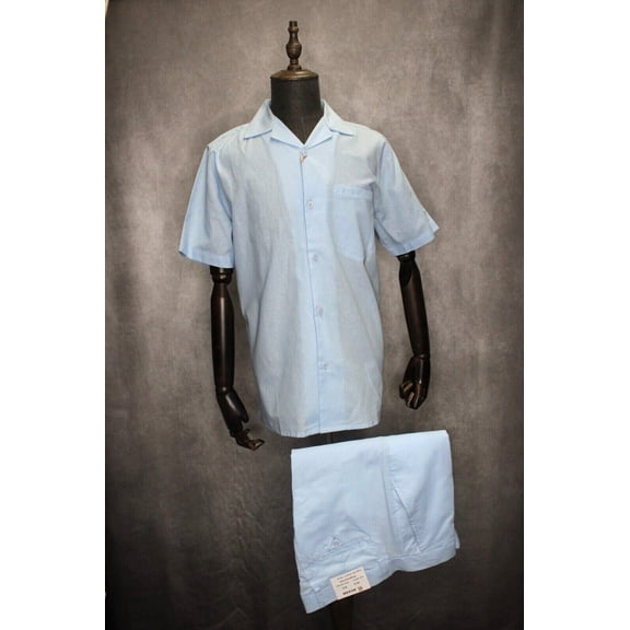 Men's Rizzo Walking Suit 2 Piece Solid Light Blue Linen Casual Set