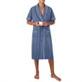 thumbnail image 1 of Men's Robe Belted Short Sleeve Bathrobe Lighteright Summer Soft Robe for Spa Sleep Bath Wear Blue L, 1 of 9