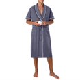 thumbnail image 1 of Men's Robe Belted Short Sleeve Bathrobe Lighteright Summer Soft Robe for Spa Sleep Bath Wear Navy 4XL, 1 of 9