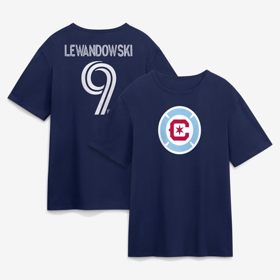 Men's Robert Lewandowski Navy Chicago Fire Authentic Stack Name & Number T-Shirt