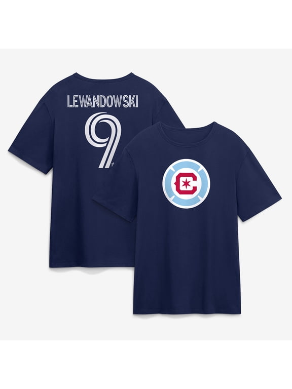 Men's Robert Lewandowski Navy Chicago Fire Authentic Stack Name & Number T-Shirt