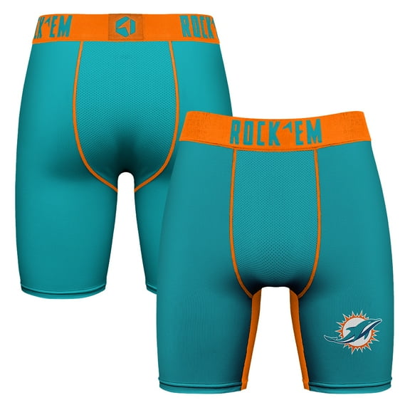 Men's Rock Em Socks Aqua Miami Dolphins Primary Logo Boxer Briefs