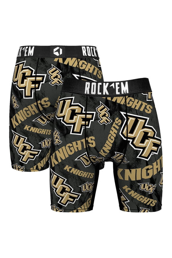 Men's Rock Em Socks Black UCF Knights All Over Logo Boxer Briefs