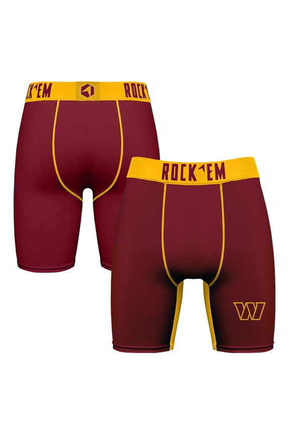 Men's Rock Em Socks Burgundy Washington Commanders Primary Logo Boxer Briefs