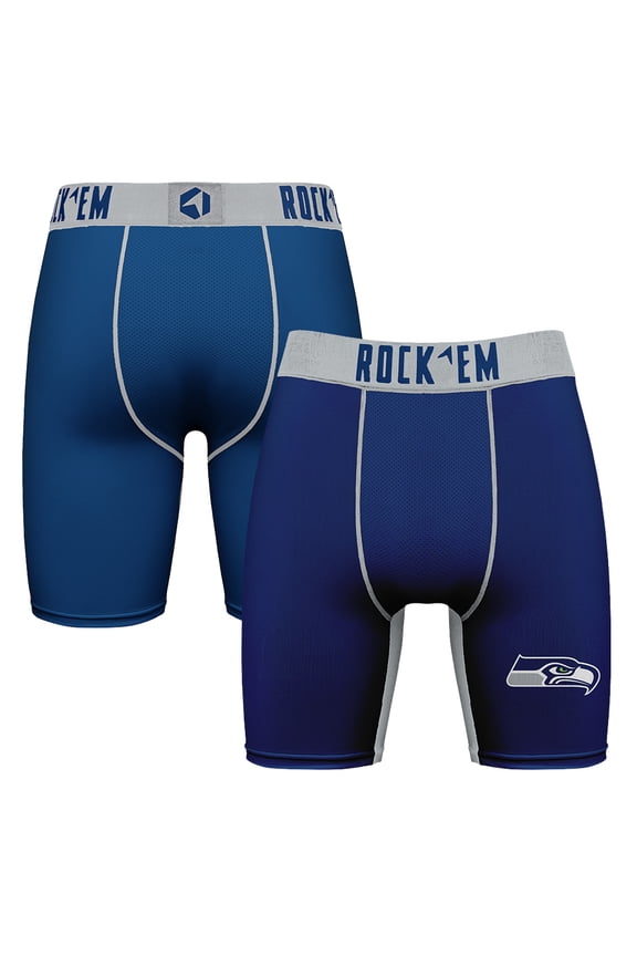 Men's Rock Em Socks College Navy Seattle Seahawks Primary Logo Boxer Briefs