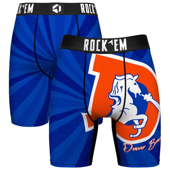 Men's Rock Em Navy Denver Broncos Throwback Swirl Boxer Briefs