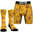 thumbnail image 1 of Men's Rock Em Socks Gold Los Angeles Lakers All-Over Logo Boxer Briefs & Crew Socks Combo Pack, 1 of 3