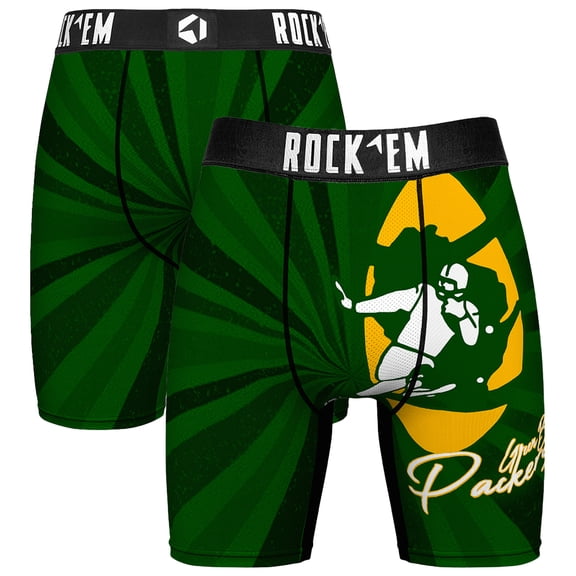 Men's Rock Em Socks Green Bay Packers Throwback Swirl Boxer Briefs
