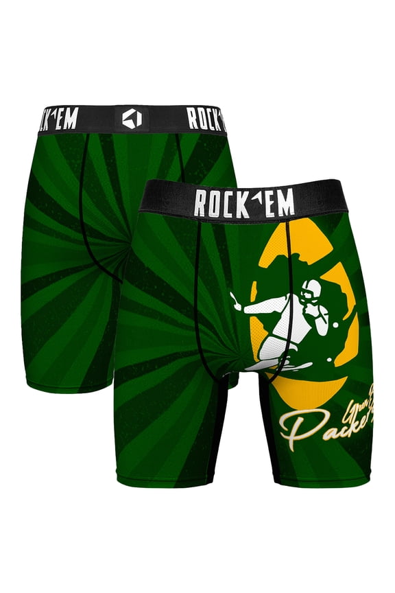 Men's Rock Em Socks Green Bay Packers Throwback Swirl Boxer Briefs