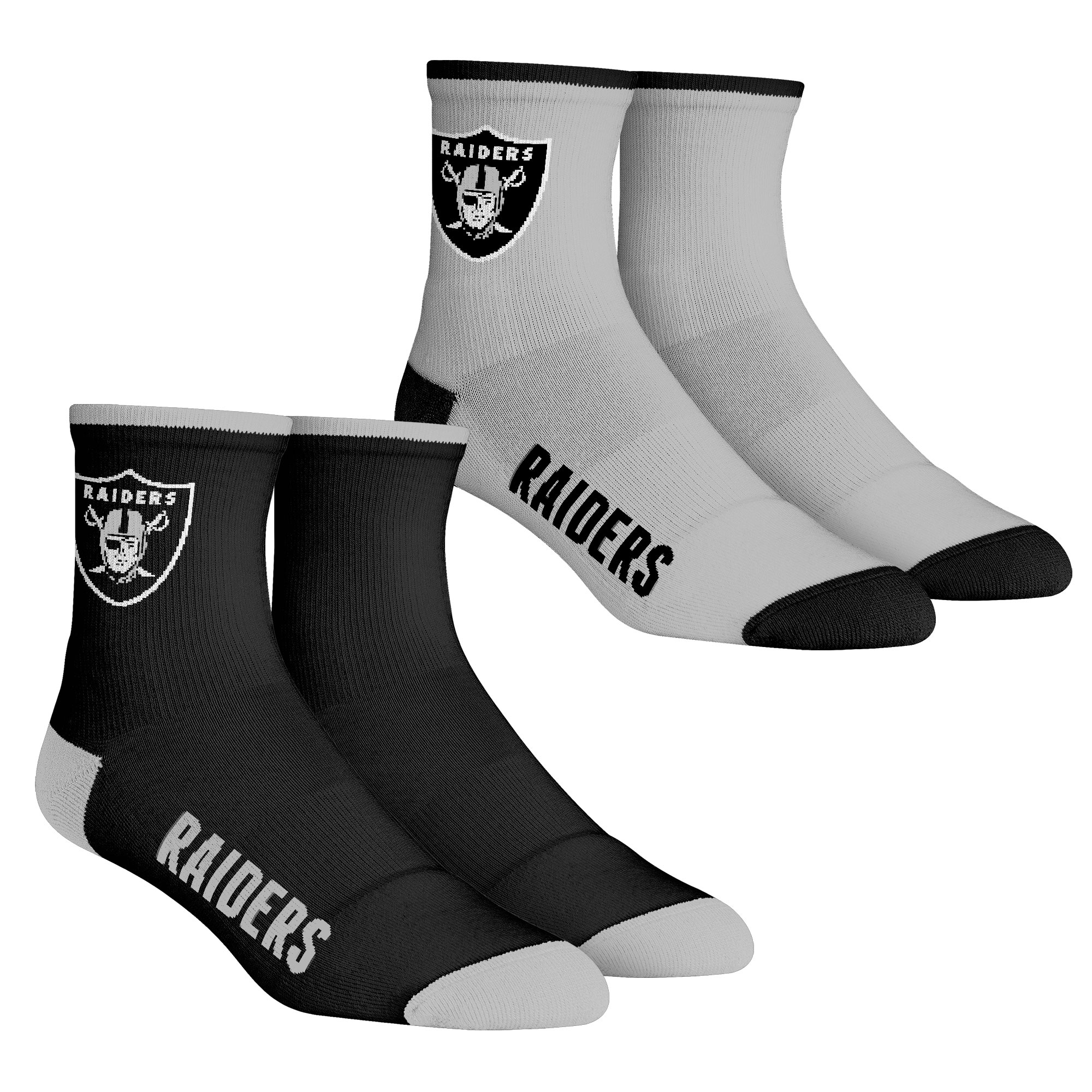 Men's Rock Em Socks Las Vegas Raiders Core Team 2Pack Quarter Length