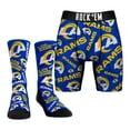 thumbnail image 1 of Men's Rock Em Socks Los Angeles Rams All-Over Logo Underwear and Crew Socks Combo Pack, 1 of 3