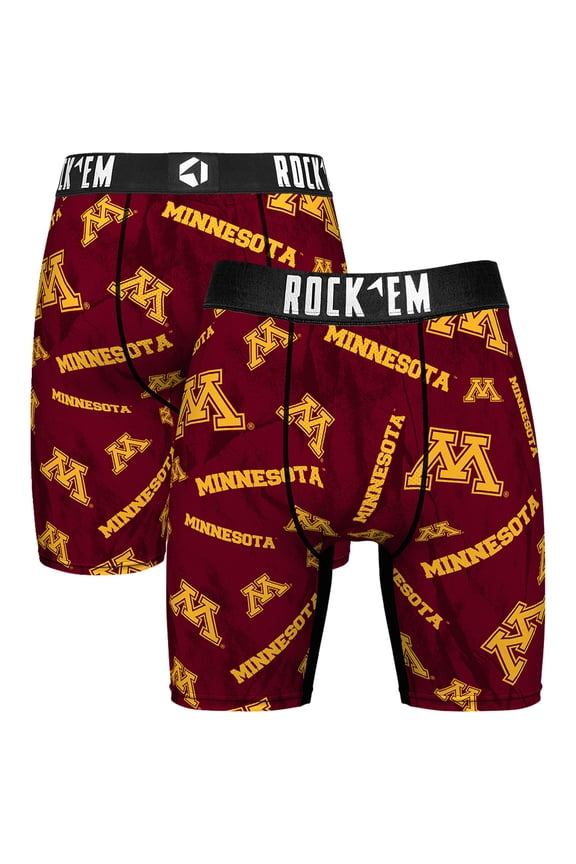 Men's Rock Em Socks Maroon Minnesota Golden Gophers All Over Logo Boxer Briefs
