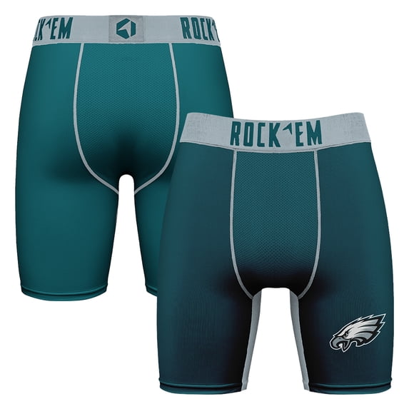 Men's Rock Em Socks Midnight Green Philadelphia Eagles Primary Logo Boxer Briefs