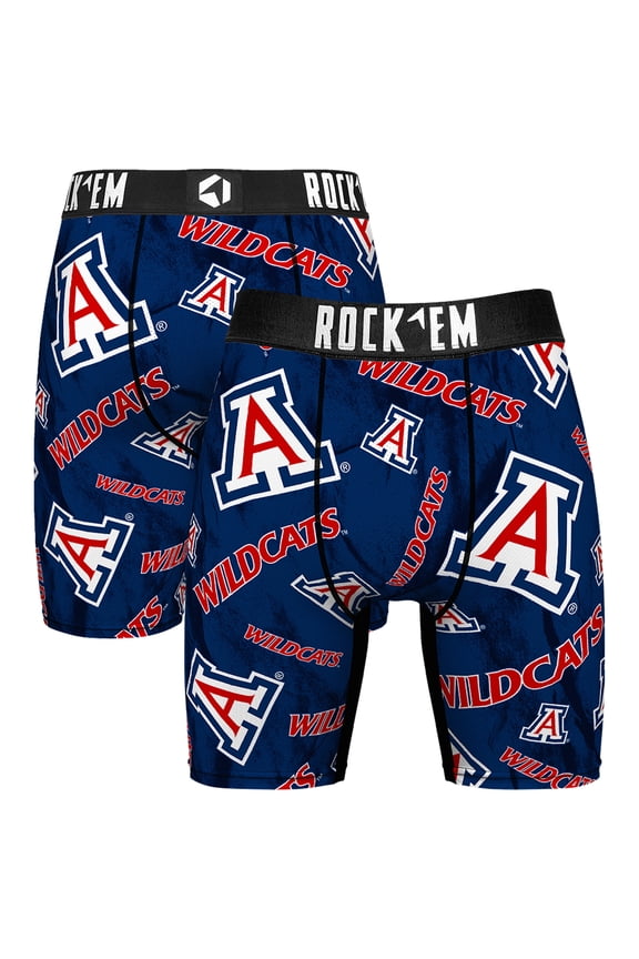 Men's Rock Em Socks Navy Arizona Wildcats All Over Logo Boxer Briefs