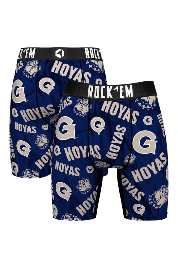 Men's Rock Em Socks Navy Georgetown Hoyas All Over Logo Boxer Briefs